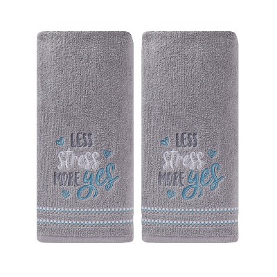 2pc Less Stress More Yes Hand Towel Gray - SKL Home