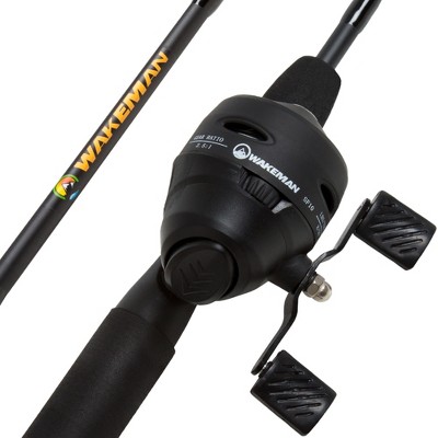 Fishing Pole - 64-Inch Fiberglass and Stainless Steel Rod and Pre-Spooled  Reel Combo for Lake, Pond and Stream Casting by Leisure Sports (Black)