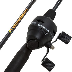 Fishing Pole - 64-Inch Fiberglass and Stainless Steel Rod and Pre-Spooled Reel Combo for Lake, Pond and Stream Casting by Leisure Sports (Black) - 1 of 4