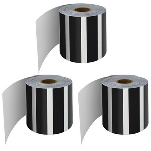 Carson Dellosa Education Black and White Vertical Stripes Rolled Straight Border, 65 Feet Per Roll, Pack of 3 - 1 of 3