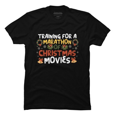 Men's Design By Humans Training For A Marathon Of Christmas Movies By Thingsandthings T-Shirt