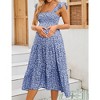 Maternity Dress Square Neck Sleeveless Smocked Ruffle Sleeve Baby Shower Photoshoot Summer Midi Dresses - 2 of 4