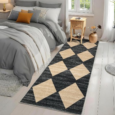 Washable Runner Area Rug, Non Slip Non Shedding Print Carpet, Modern Stain Resistant Foldable Soft Door Mat for Kitchen Hallway