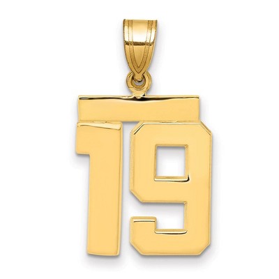 Black Bow Jewelry 14k Yellow Gold, Athletic Collection Medium Polished Number 19 Pendant