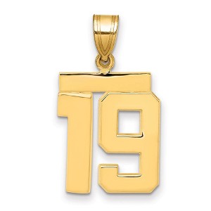 Black Bow Jewelry 14k Yellow Gold, Athletic Collection Medium Polished Number 19 Pendant - 1 of 3