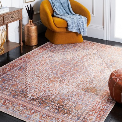 Handmade Red Rectangular Synthetic Washable Rug