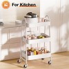 SEVOBAL Utility Storage Carts Basics 3-Tier Rolling Utility or Kitchen Cart Lockable Wheels Multifunctional Storage Dusty, White, 17.4"*12"*31" - 2 of 4