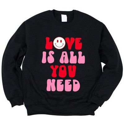 Simply Sage Market Women's Graphic Sweatshirt Love Is All You Need Smiley