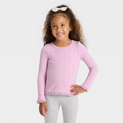Toddler Girls' Long Sleeve Pointelle Shirt - Cat & Jack™