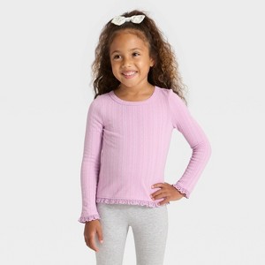 Toddler Girls' Long Sleeve Pointelle T-Shirt - Cat & Jack™ - 1 of 3