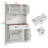 71" Pantry Cabinet with Charging Station, Farmhouse Kitchen Hutch with Drawers & Adjustable Shelves, Black/White - 3 of 4