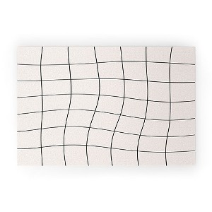 Cocoon Design Retro Warped Grid Black and White Welcome Mat - Deny Designs - 1 of 3