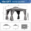 VYNXARIA 10*12 Outdoor Gazebo Tent with Double Roofs,Patio Gazebo with Mosquito Netting and Privacy Screens,Gray - 3 of 4