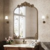 BEAUTYPEAK Vanity Wall Mirror Decorative Vintage Arch Bathroom Mirror with Designed Bottom - 2 of 4