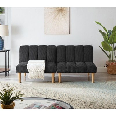 CAVINAS 65.75" Corduroy Sofa Bed Minimalist Upholstered Convertible Sofa Bed Sleeper with Wooden Legs for Apartment