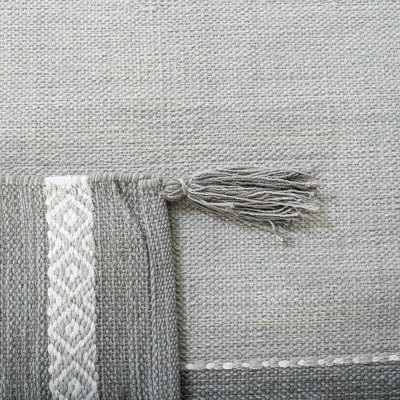 Handwoven Coastal Charm Grey/Ivory Cotton Runner Rug - 30x6