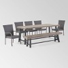 Lyons 7pc Acacia Wood Rustic Dining Set Gray - Christopher Knight Home: Outdoor Picnic Style, Weather-Resistant - 2 of 4
