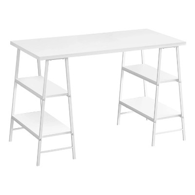 Monarch Specialties Computer Desk Home Office Laptop Storage Shelves 48InchL Work Metal Laminate White Contemporary Modern