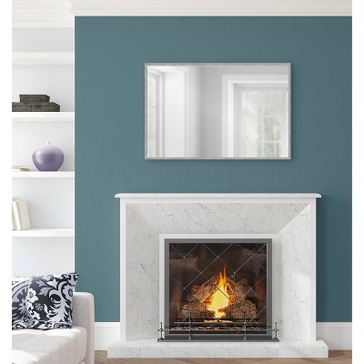 Transitional Silver Wood Rectangular Vanity Wall Mirror 39"x28"