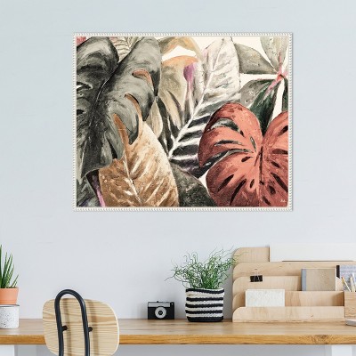Beaded White Framed Botanical Canvas Wall Art
