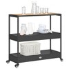 vidaXL Bar Cart 3-Tier Black Poly Rattan and Solid Wood Acacia - 4 of 4