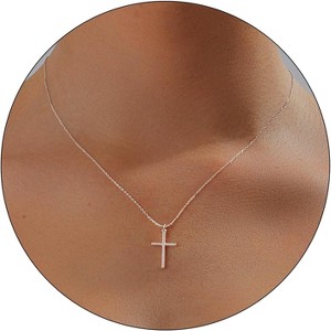 Dainty Gold Cross Necklace for Women, 14K Plated Faith Pendant Choker Hypoallergenic - 1 of 4