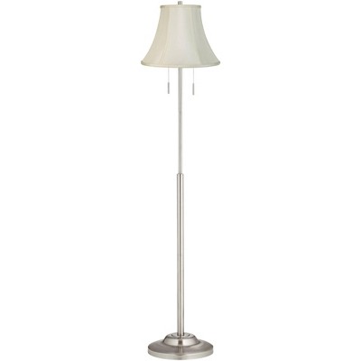 360 Lighting Modern Floor Lamp Brushed Nickel Imperial Creme Fabric Bell Shade for Living Room Reading Bedroom Office