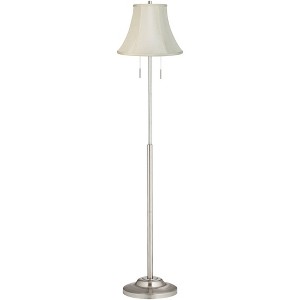 360 Lighting Abba Modern Floor Lamp Standing 66" Tall Brushed Nickel Silver Imperial Creme Fabric Bell Shade for Living Room Bedroom Office House Home - 1 of 3