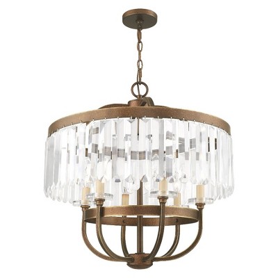 Mini Bronze Crystal Chandelier with Hand Painted Finish