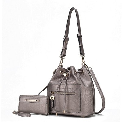 MKF Collection Larissa Vegan Leather Women’s Bucket Hobo Handbag with Wallet by Mia K