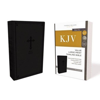 Kjv, Value Thinline Bible, Large Print, Leathersoft, Black, Red Letter Edition, Comfort Print - by  Thomas Nelson (Leather Bound)