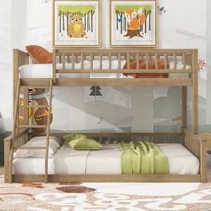 YOOCOZZ Twin XL over Queen Bunk Bed with Ladder & Guardrail - 1 of 4