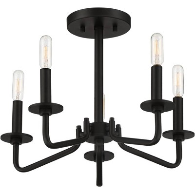 Franklin Iron Works Manfred 12 3/4 Wide Black 5-Light Ceiling Light