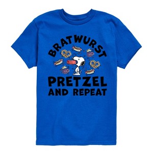 Boys' - Peanuts - Bratwurst Pretzel And Repeat Snoopy Short Sleeve Graphic T-Shirt - 1 of 4