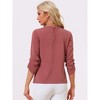 INSPIRE CHIC Women's Work Office Keyhole Pleated Front Ruched 3/4 Sleeve Chiffon Blouse - 4 of 4