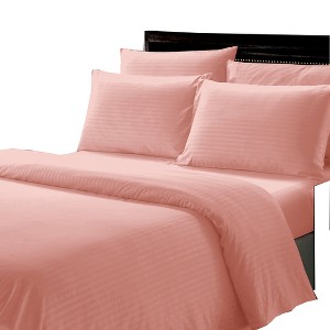 Plazatex Luxurious Wrinkle Resistant 100% Polyester Dobby Ultra Soft Stripe All Season Bed Sheet Set Blush - 1 of 4