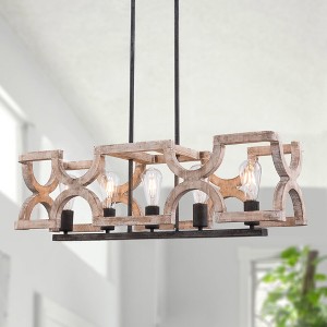 Bella Depot 5-Light Wood Ceiling Light Adjustable Pendant Light Farmhouse Chandelier - 1 of 4