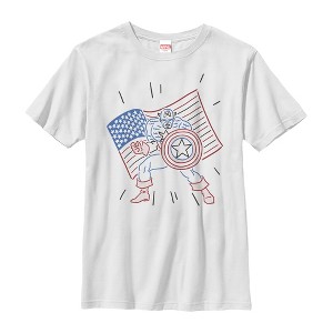 Boy's Marvel Fourth of July  Cartoon Captain America T-Shirt - 1 of 4