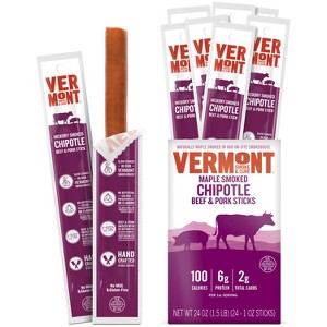 Snack Sticks by Vermont Smoke & Cure – Smoked Chipotle – Beef & Pork – Healthy Meat Protein – 1oz Jerky Stick – 24 count carton - 1 of 4