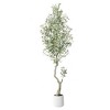 Whizmax Curved Artificial Olive Trees, Tall Faux Plant White Planter, Fake Olive Trees with Natural Wood Trunk for Home Office Decor - 2 of 4