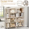 QingMoon 5-Tiers Open Bookshelf, Double Wide Industrial Bookcase, Metal and Wood Storage Organize for Living Room, Office and Entryway - 4 of 4
