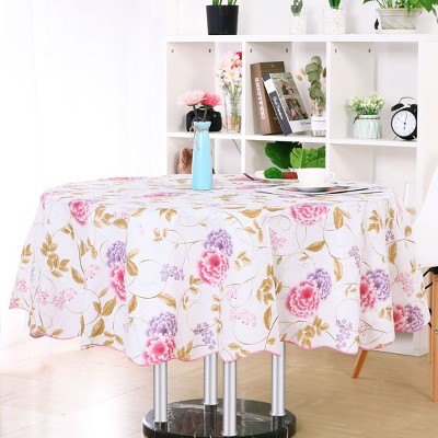 60 Dia Round Vinyl Water Oil Resistant Printed Tablecloths Red Purple Flower Piccocasa Target