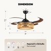 Ludomide 48 inch Retractable Ceiling Fan with Lights and Remote, Boho Retractable Woven Chandelier Ceiling Fan, Farmhouse Cage Fandelier Light Fixture - 3 of 4