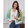 KOJOOIN Women's Color Block Open Front Long Sleeve Casual Cardigan Sweater Ribbed Knit Cropped Cardigan Sweaters - 3 of 4