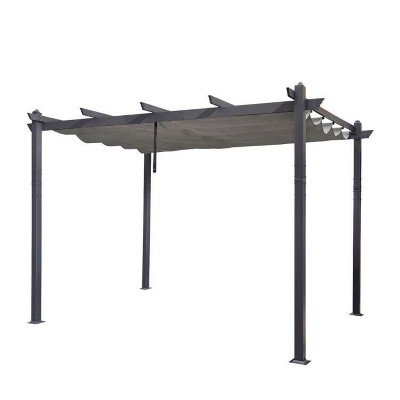 PURPLE LEAF Pergola Outdoor Retractable Pergola with Sun Shade Canopy Patio Metal Grape Trellis Pergola Grill Shelter Pergola for Porch Garden Yard