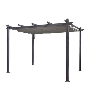PURPLE LEAF Pergola Outdoor Retractable Pergola with Sun Shade Canopy Patio Metal Grape Trellis Pergola Grill Shelter Pergola for Porch Garden Yard - 1 of 4