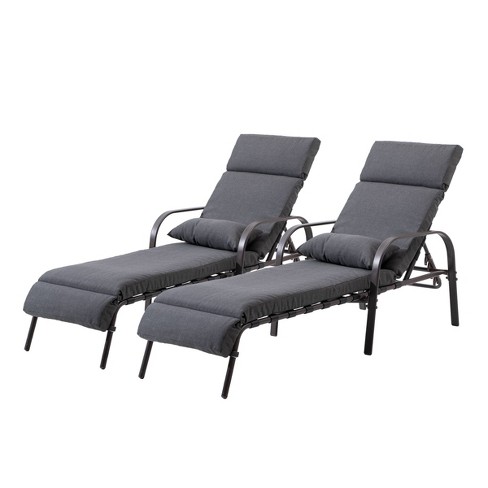 2pk Outdoor Indoor Adjustable Chaise Lounge Chairs With Cushion