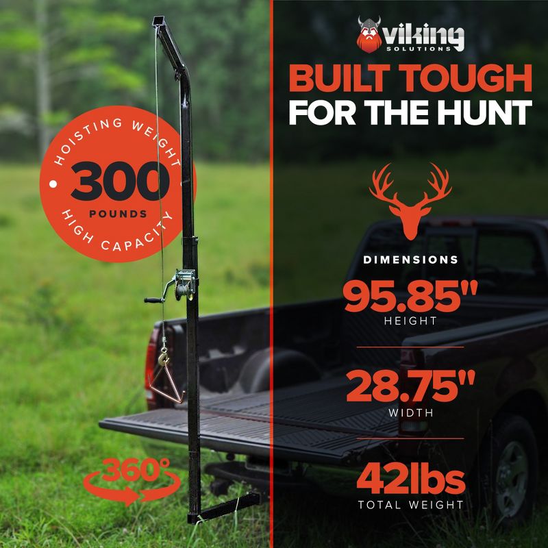 Viking Solutions VKS-VRJ201 Rack Jack II Hitch Mounted Hoist for Game Animals and Heavy Loads,Black, 3 of 8