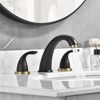 Sumerain  8 inch Widespread Bathroom  Faucet, SUS 304 Faucet with Two Handle, Black and Gold - 2 of 4
