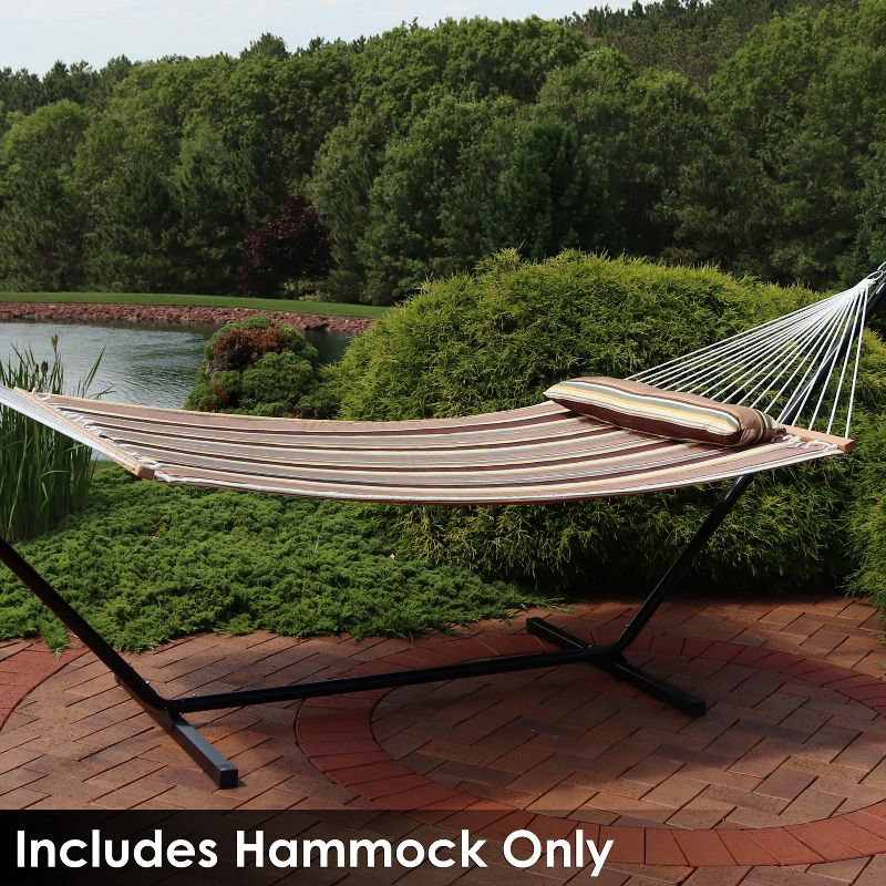 Sunnydaze Large Two-Person Quilted Fabric Hammock with Spreader Bars and Detachable Pillow - 450 lb Weight Capacity - Sandy Beach, 3 of 11